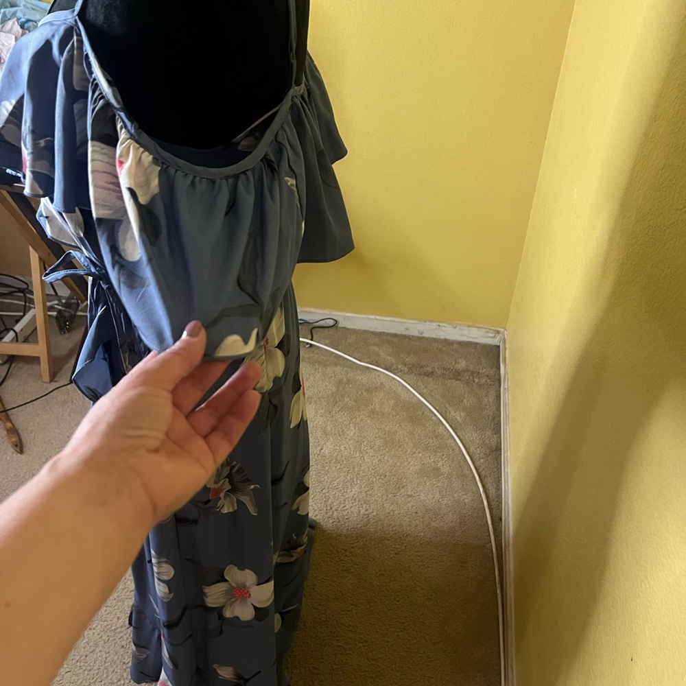 Blue Floral Ruffle Maxi Dress - Picture 7 of 11